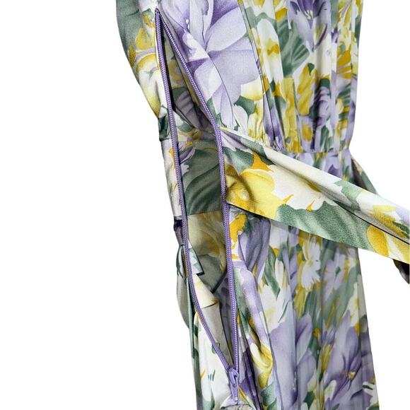 Bronx And Banco Tropics Floral Asymmetrical Ruffle Tiered Maxi Dress Size XS - Picture 9 of 9